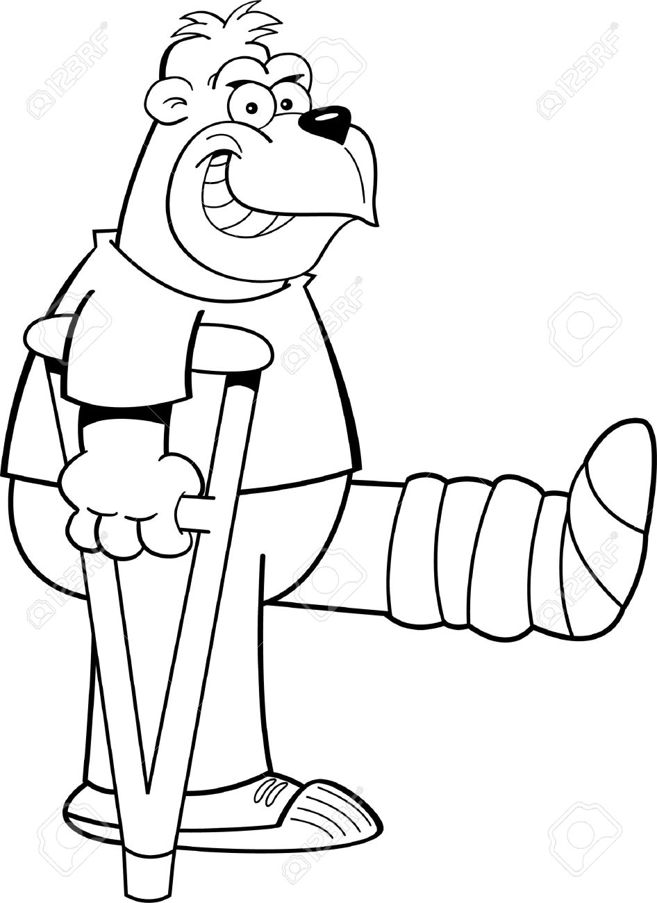 946x1300 Black And White Illustration Of A Gorilla On Crutches With His