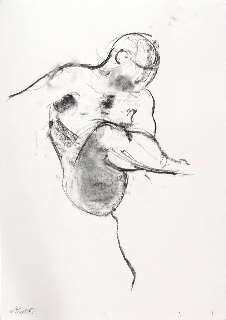 770x1086 Saatchi Art Man Standing On One Leg Drawing By Jane Hargrave