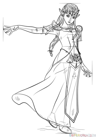 401x575 How To Draw Princess Zelda Step By Step Drawing Tutorials