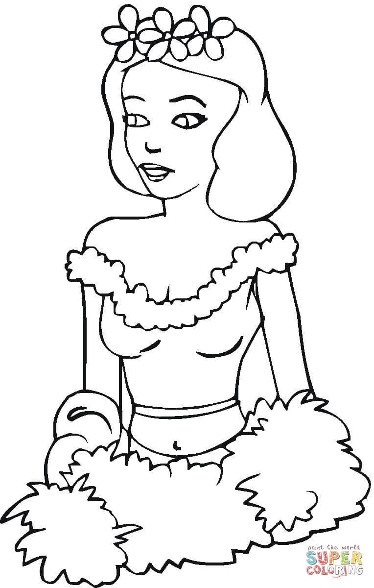 764x1200 Woman Wearing Lei, A Wreath Of Hawaiian Flowers Coloring Page