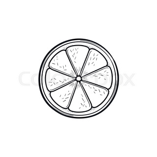 320x320 Slice Of Lemon Vector Sketch Icon Isolated On Background. Hand