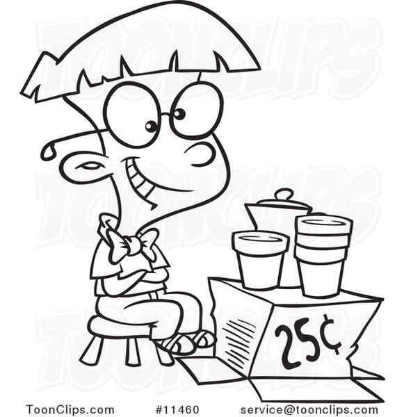 581x600 Cartoon Line Drawing Of A Lemonade Tycoon Boy