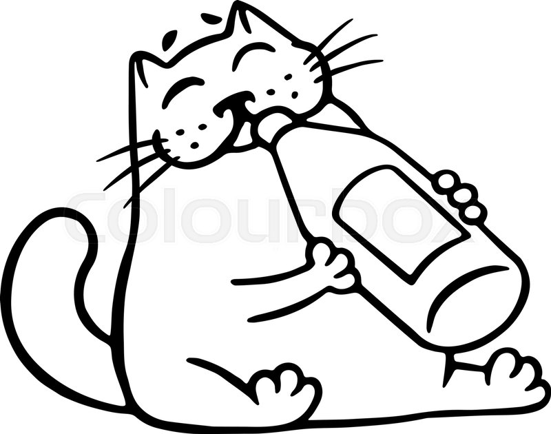 800x630 Cute Cat Drinks Lemonade. Funny Cartoon Cool Character. Contour