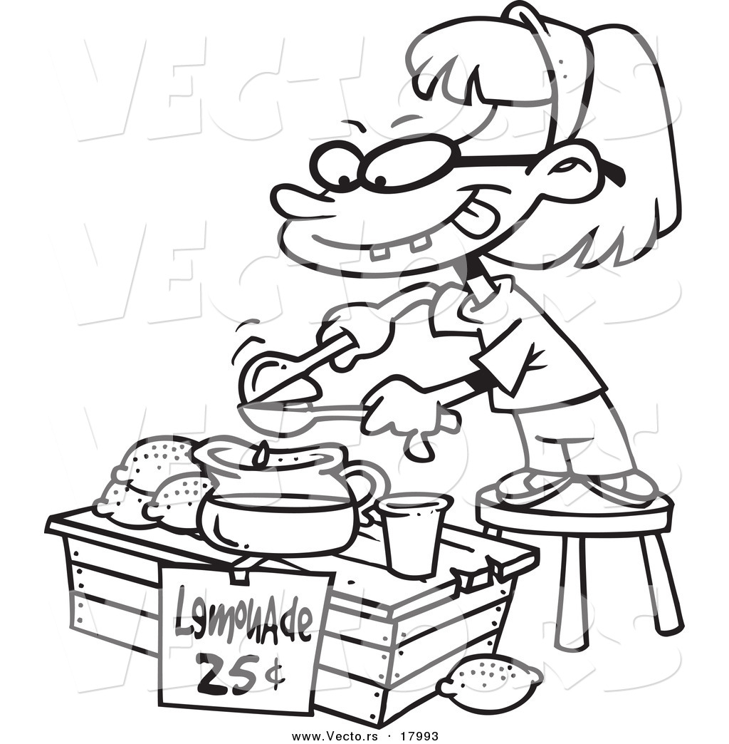 1024x1044 Vector Of A Cartoon Little Girl Making Lemonade