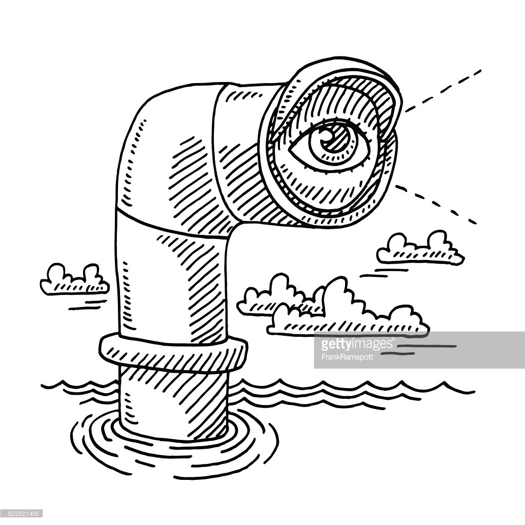 1024x1024 Hand Drawn Vector Drawing Of A Periscope And An Eye On The Lens