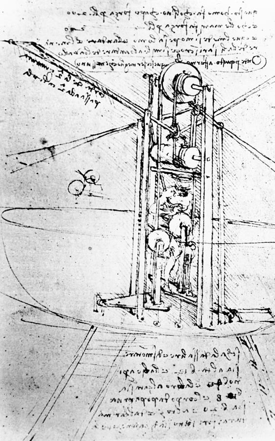 563x900 Vertically Standing Bird's Winged Flying Machine Drawing By