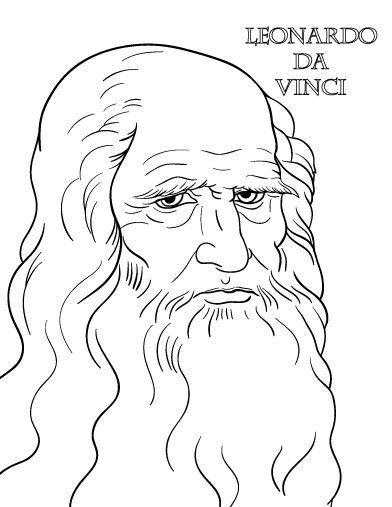 392x507 Printable Leonardo Da Vinci Coloring Page. Free Pdf Download