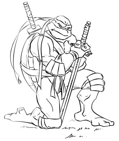 406x480 Leonardo From Ninja Turtles Coloring Page Free Printable