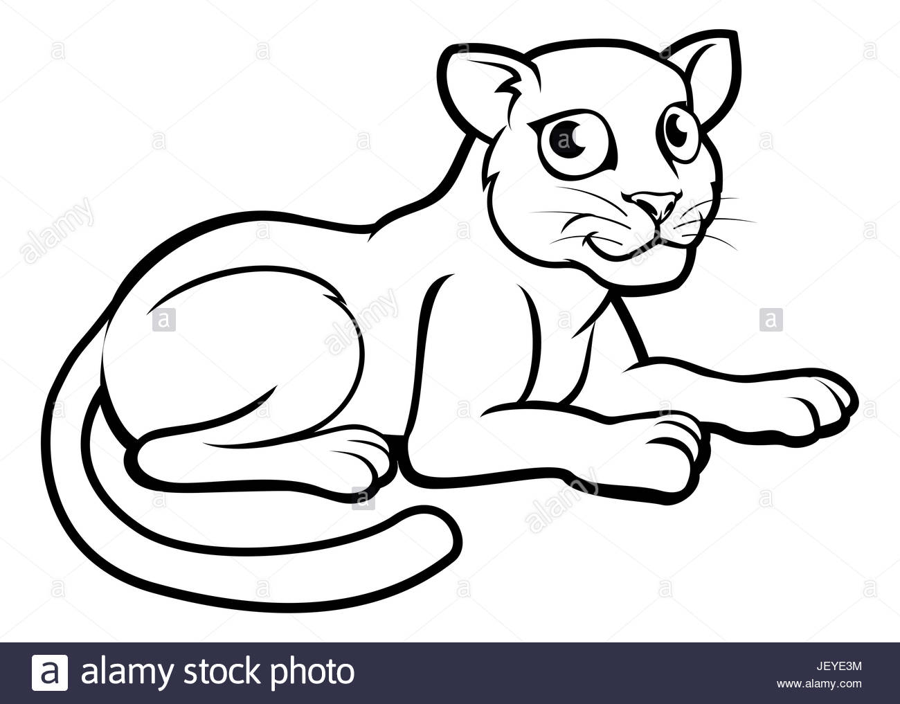 1300x1017 A Leopard, Jaguar Or Panther Cartoon Character Outline Coloring