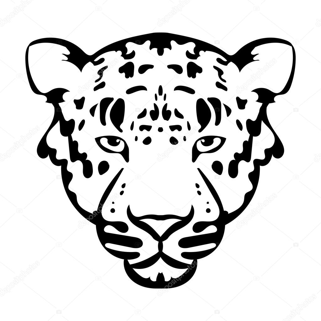 1024x1024 Vector Illustration Of Leopard Face Black And White Tattoo Stock