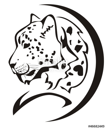 411x500 Snow Leopard Head Symbol. Black On The White Stock Image