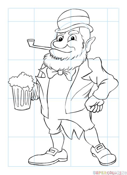 418x575 How To Draw The Leprechaun With Beer Step By Step Drawing Tutorials