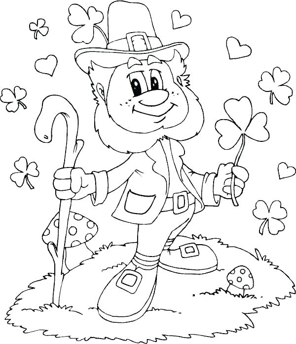 600x696 Here Are Leprechaun Coloring Pages Pictures Four Leaf Clover