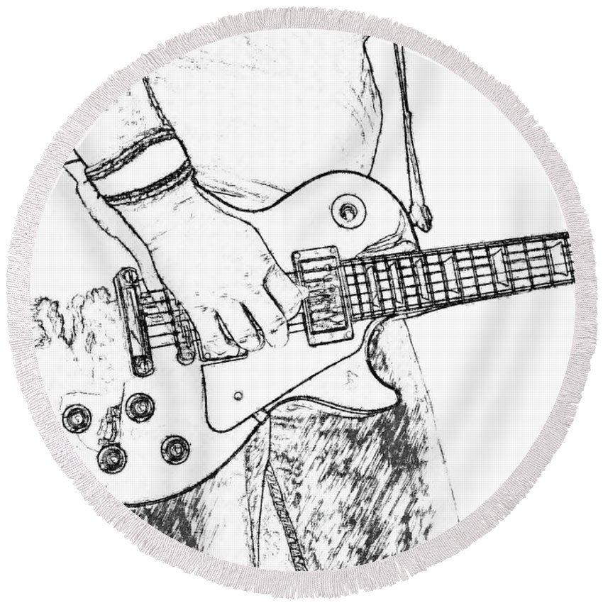 850x850 Gibson Les Paul Guitar Sketch Round Beach Towel For Sale By Randy