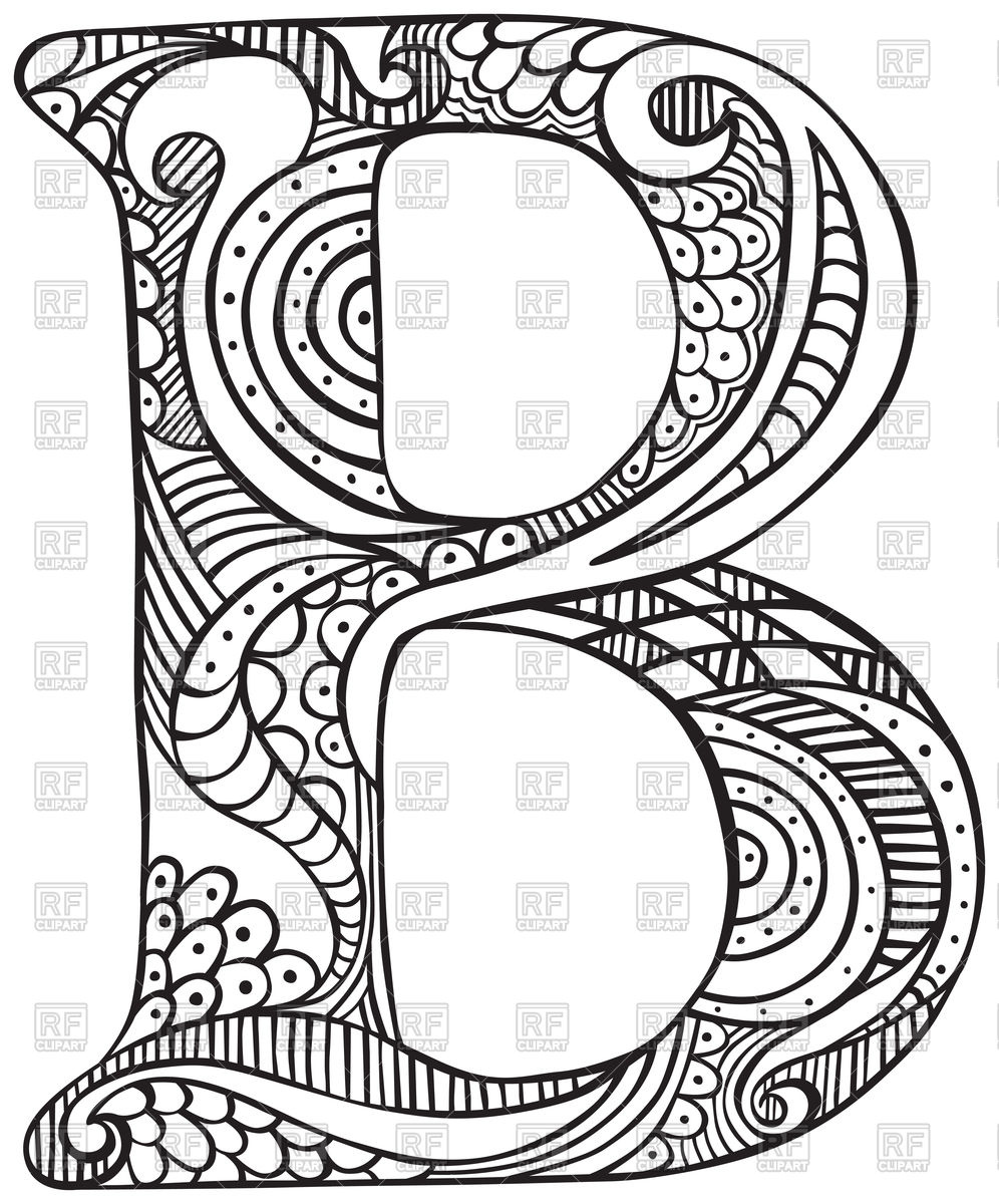 996x1200 Hand Drawn Capital Letter B Royalty Free Vector Clip Art Image