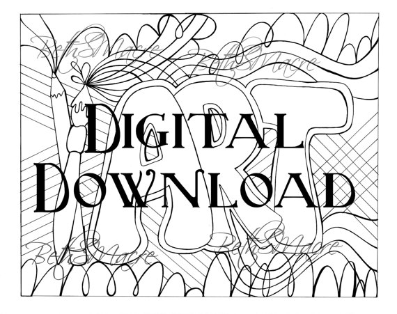570x451 Printable Drawing Art Letter Design Coloring Page Digital