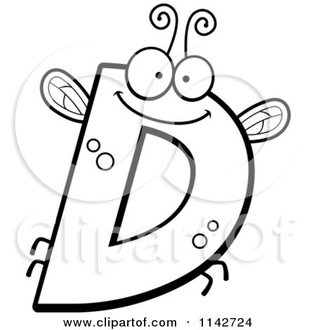450x470 Cartoon Clipart Of A Black And White Letter D Bug