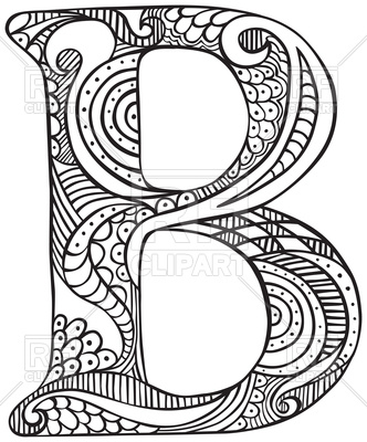 332x400 Hand Drawn Capital Letter B Royalty Free Vector Clip Art Image