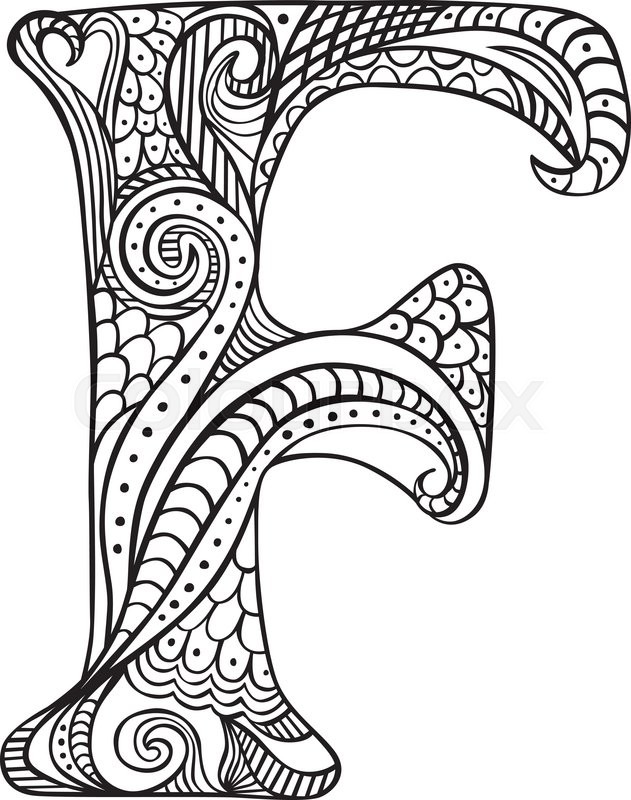 631x800 Hand Drawn Capital Letter F In Black