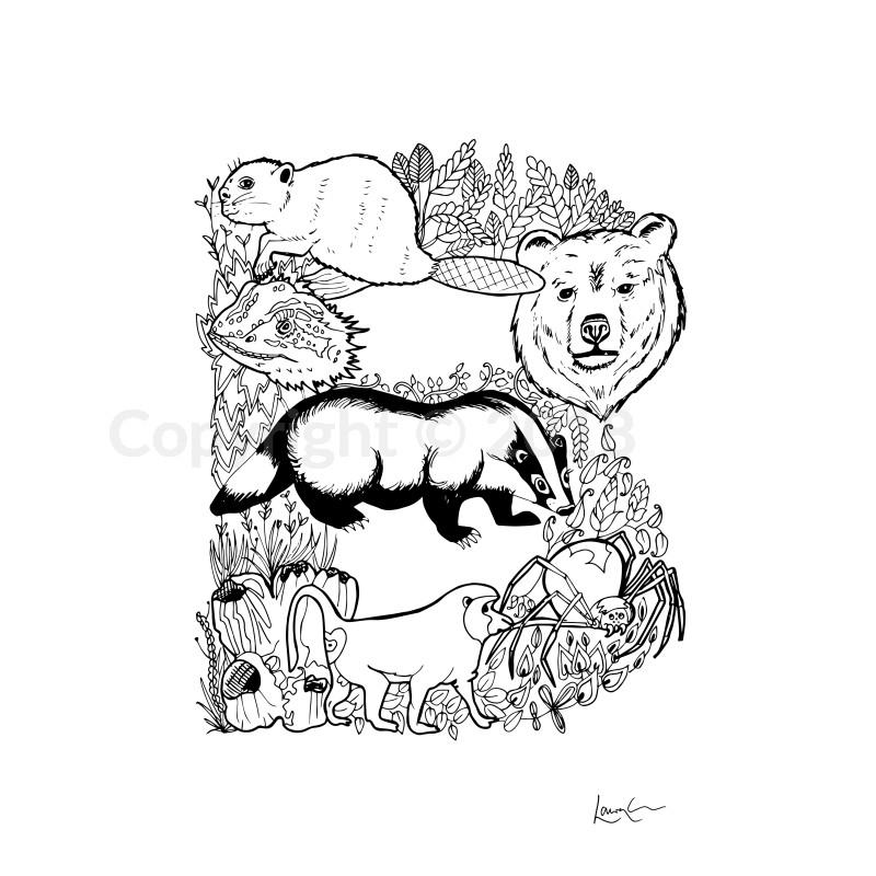 800x800 Animal Letter Hand Drawn Original Letter Love Shop