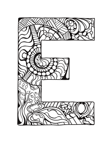 371x480 Letter E Zentangle Coloring Page Free Printable Coloring Pages