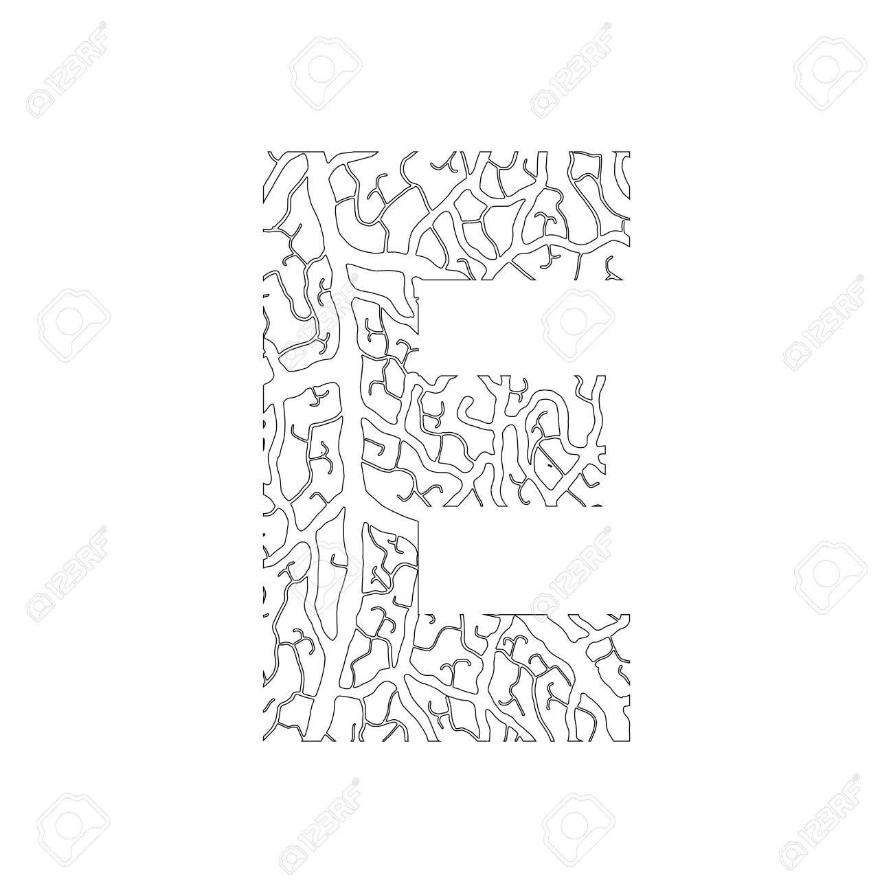 1300x1300 Nature Alphabet, Ecology Decorative Font. Capital Letter E Filled