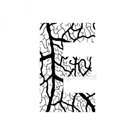 450x450 Nature Alphabet Ecology Decorative Font Capital Letter E Filled