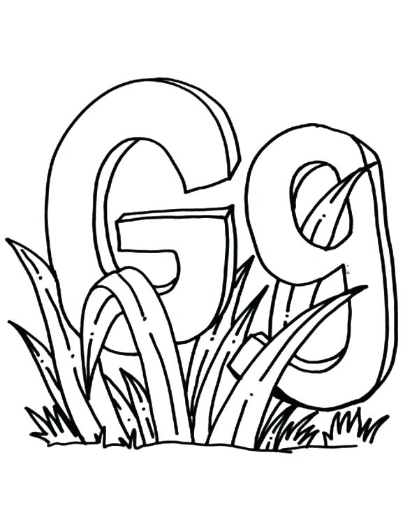 600x734 Awesome Letter G Coloring Page Image For Grass Pages Color E