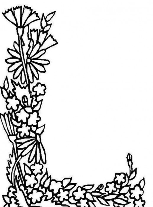 518x700 Flower Ribbon Shapes Letter L In Beautiful Alphabet Coloring Pages