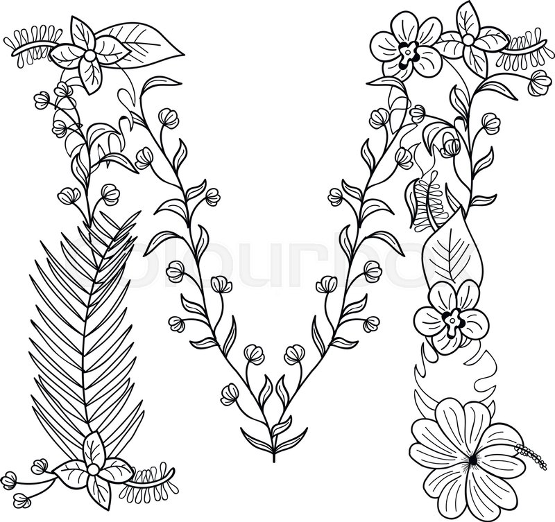 800x753 Tropical Floral Summer Pattern Hand Drawn Ornamental Font