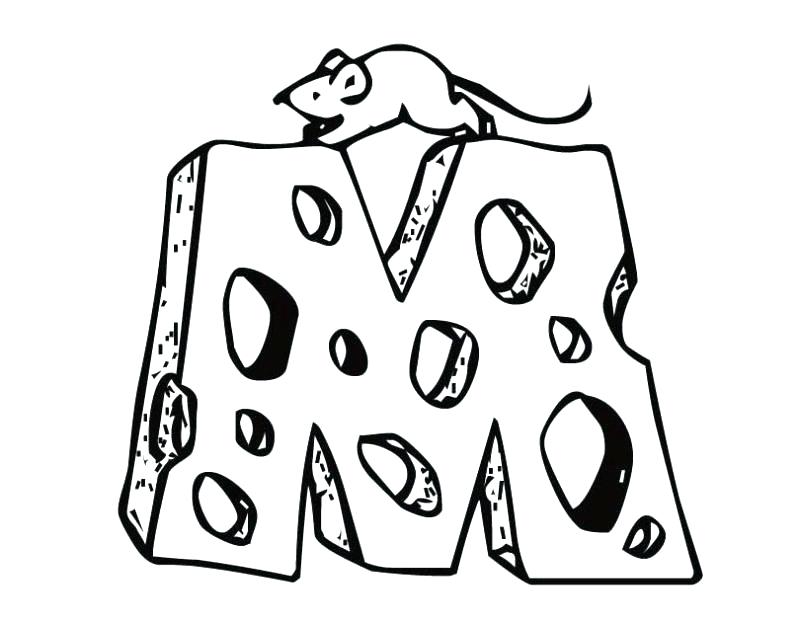 800x622 Cheese Coloring Pages Letter M Coloring Page Mouse Cheese Letter M