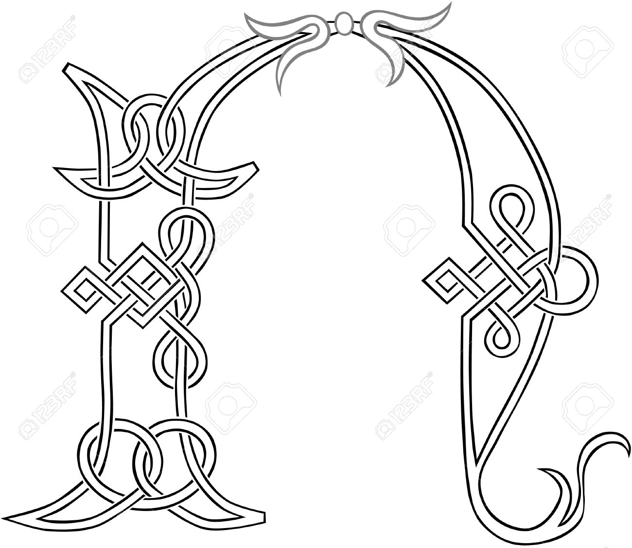 1300x1128 A Celtic Knot Work Capital Letter N Stylized Outline Royalty Free