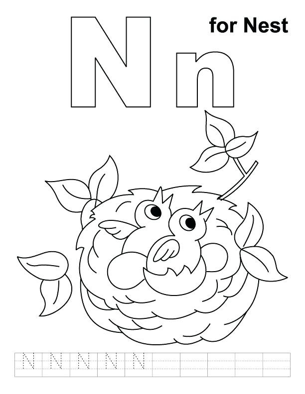 612x792 Practical Letter N Coloring Sheet Page For Nest With Handwriting