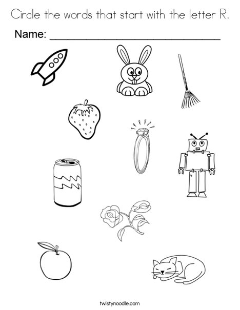 468x605 Circle The Words That Start With The Letter R Coloring Page
