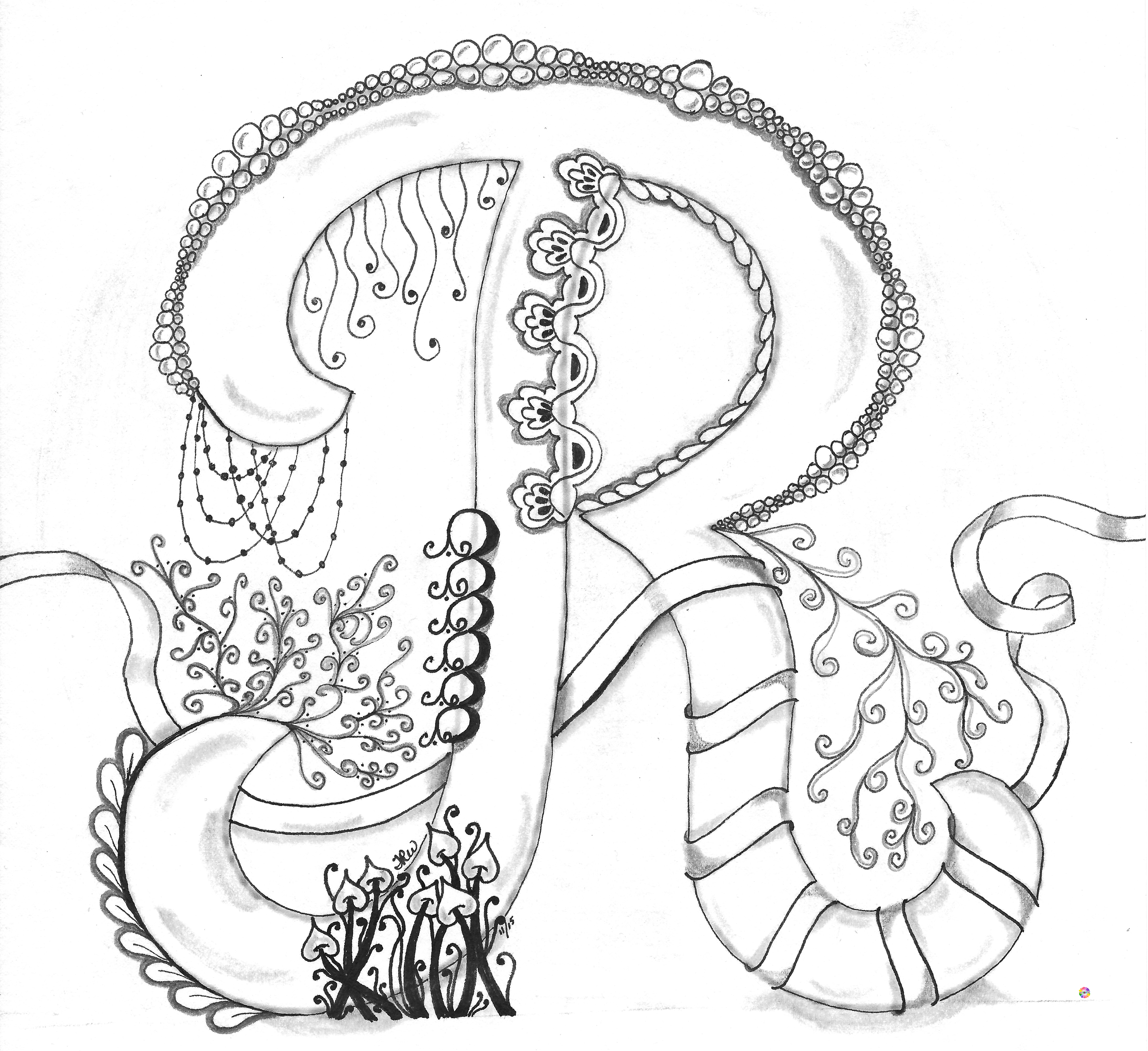 4812x4404 Letter R Zentangle