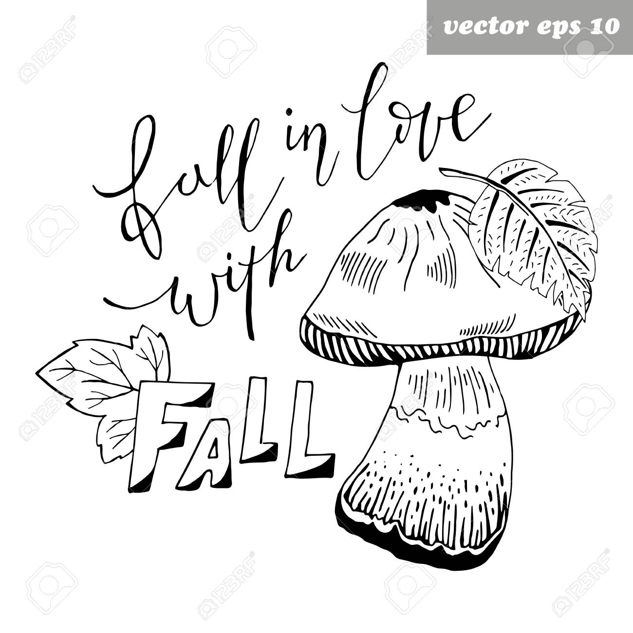 1300x1300 Hand Drawn Doodle Of Forest Fall Items With Lettering