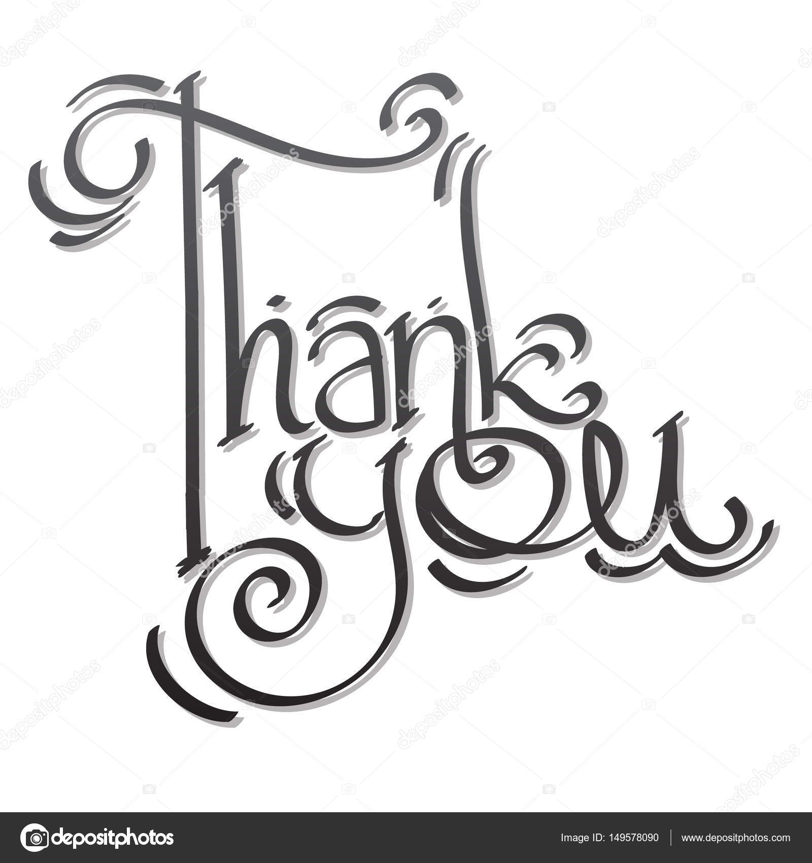 1600x1700 Thank You Lettering Hand Drawing. Stock Vector Filkusto