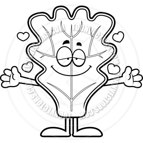460x460 Cartoon Lettuce Leaf Hug (Black And White Line Art) By Cory Thoman