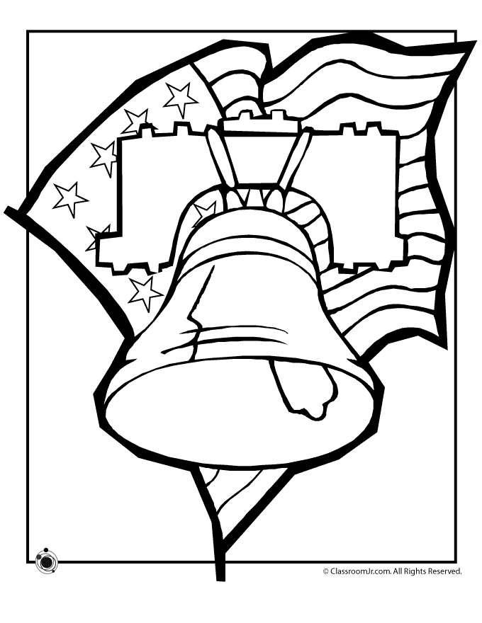 680x880 Liberty Bell Flag Coloring Page