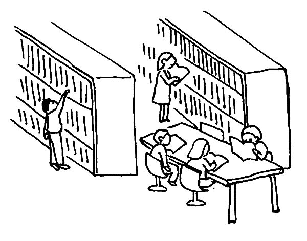 600x471 Drawing Library Activity Coloring Pages