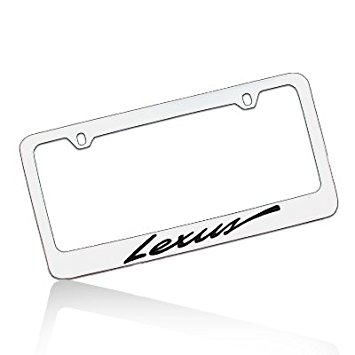 355x355 Lexus Script Chrome Brass License Plate Frame