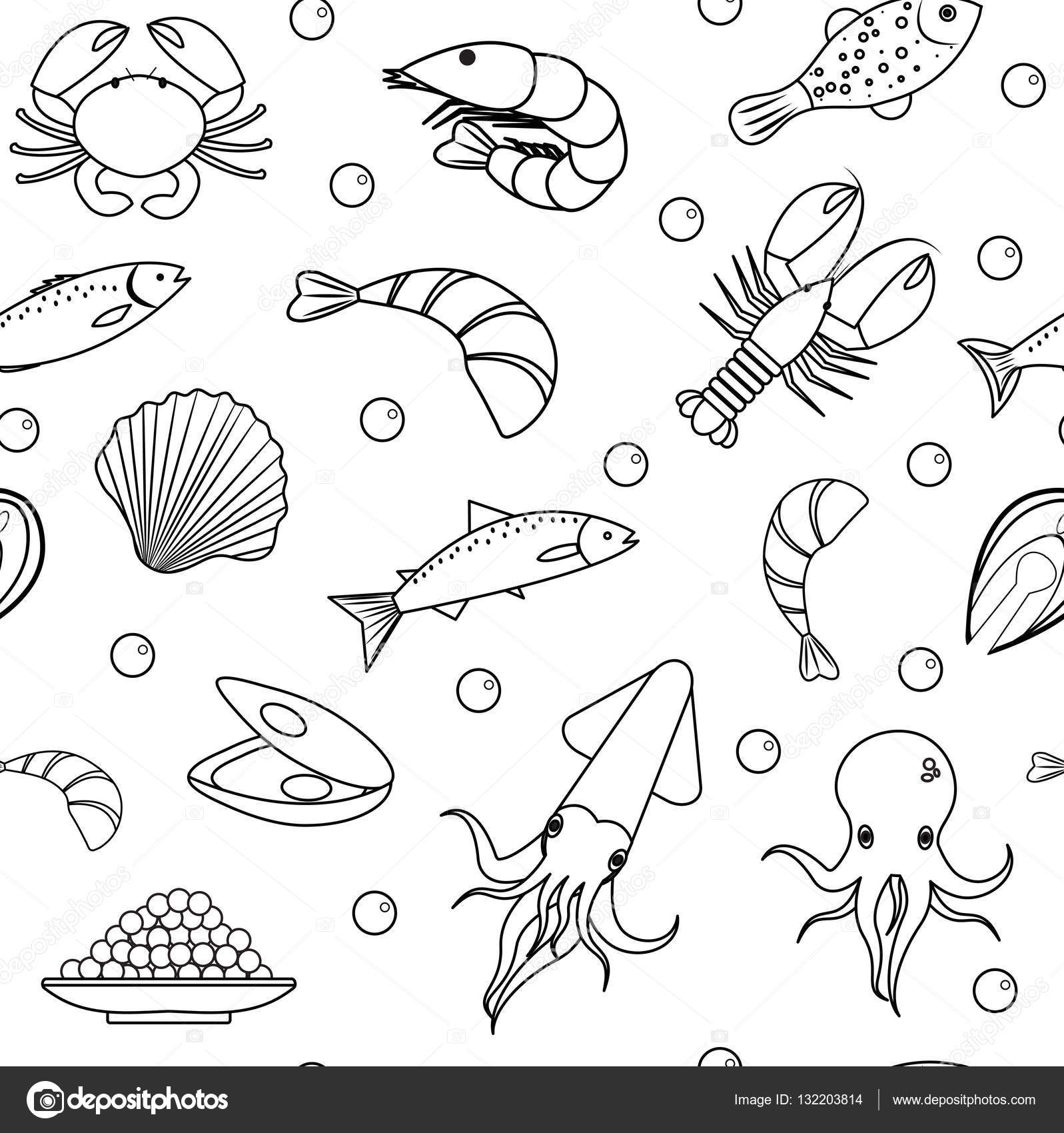 1597x1700 Sea Life Seamless Pattern. Underwater Endless Background, Texture