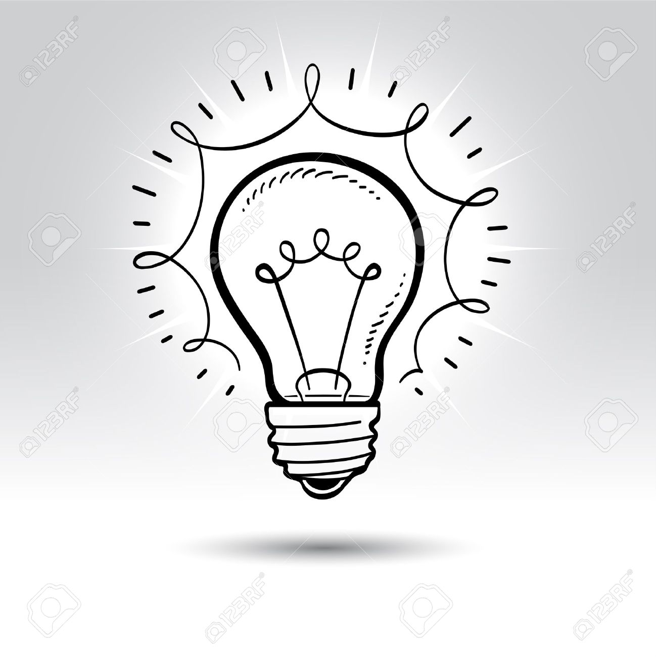 1298x1300 Light Bulb Drawing. Royalty Free Cliparts, Vectors, And Stock