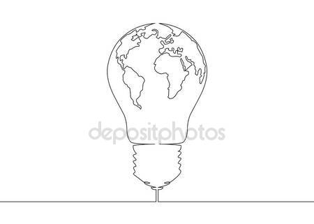 450x321 Continuous Line Drawing Light Bulb Symbol Idea Stock Vector