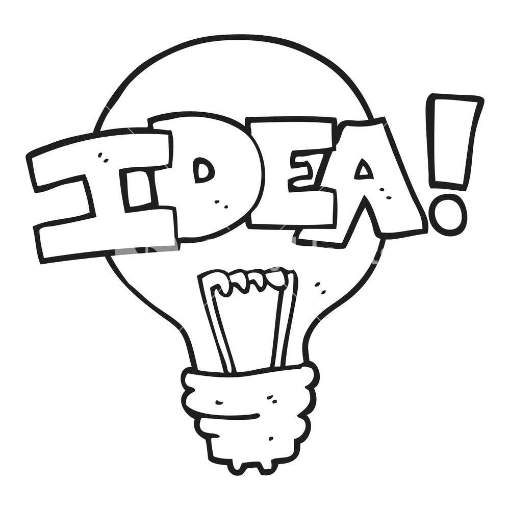 1000x1000 Freehand Drawn Black And White Cartoon Idea Light Bulb Symbol