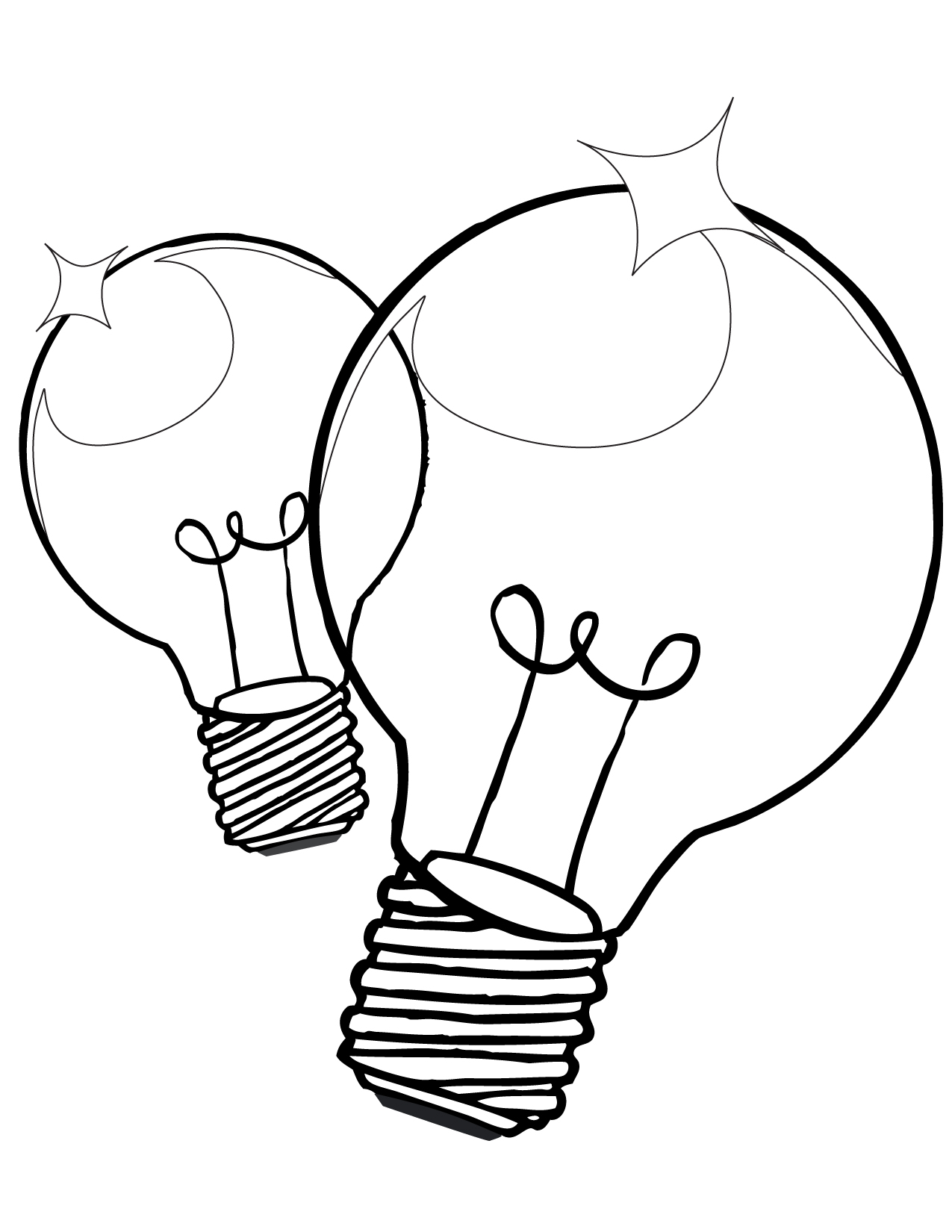 1275x1650 Light Bulb Coloring Sheet Twin Pages
