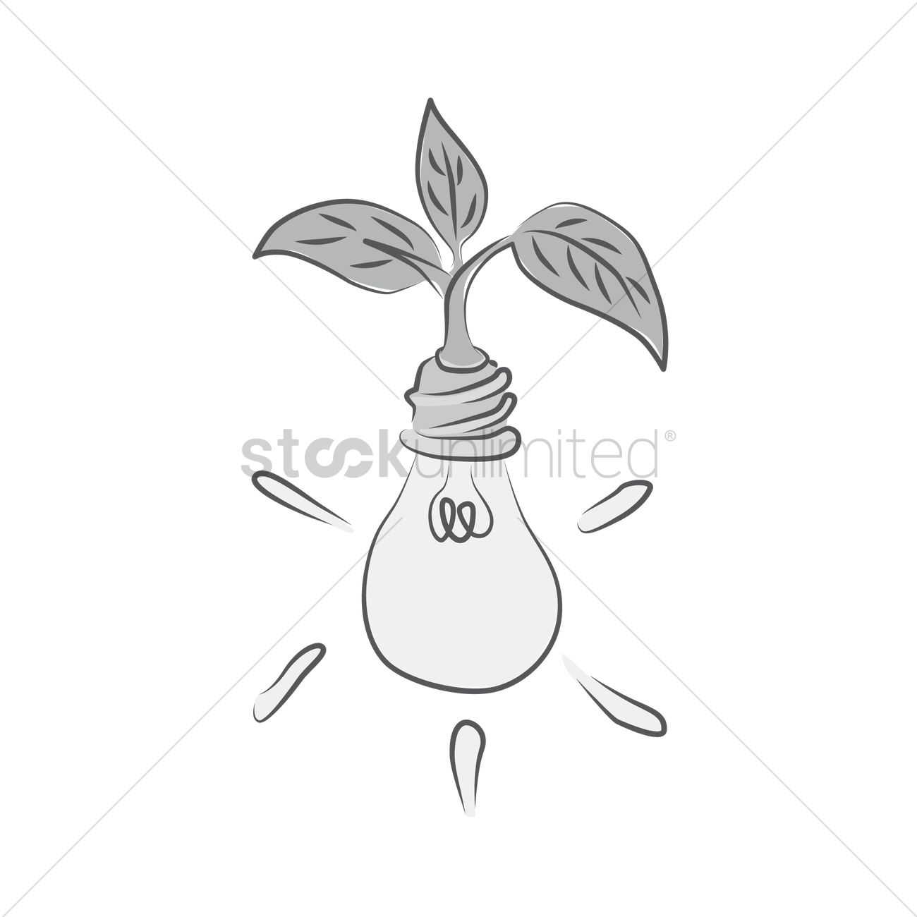 1300x1300 Plant On A Light Bulb Vector Image