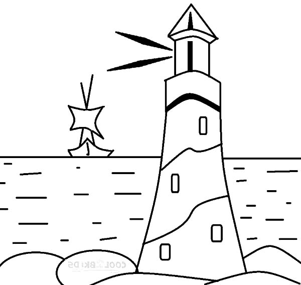 600x568 Lighthouse Giving Sign To A Boat Coloring Pages