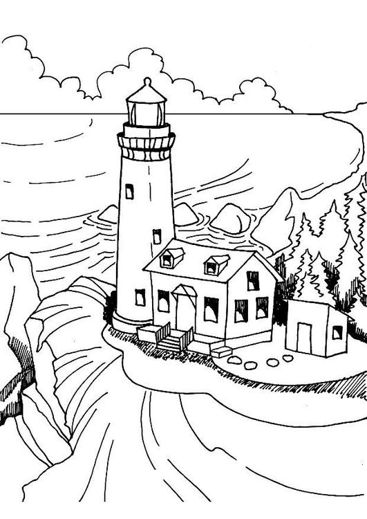 531x750 Coloring Page Lighthouse