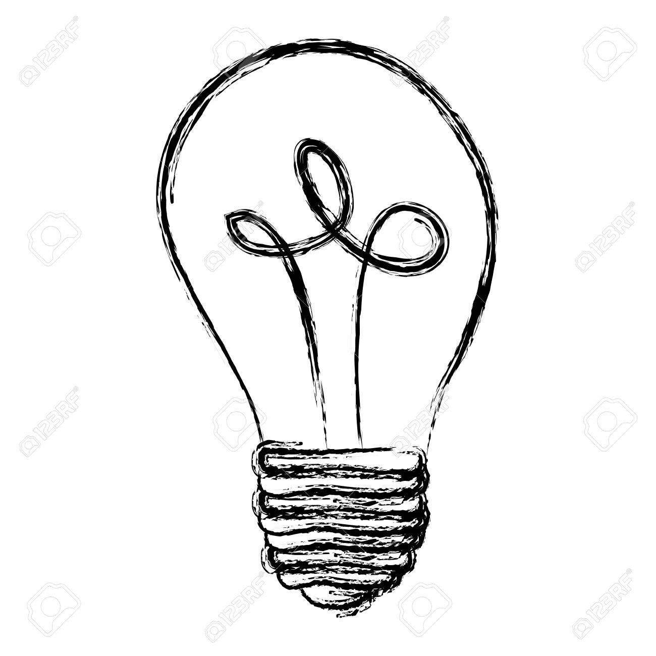 1300x1300 Monochrome Sketch With Silhouette Of Light Bulb Off Vector